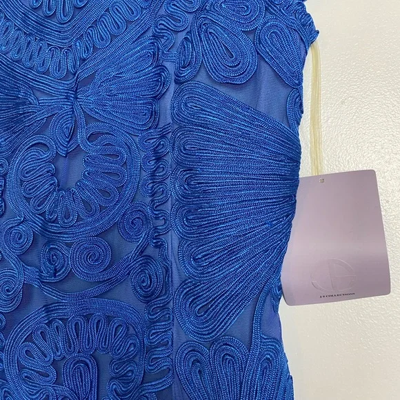 NWT JS Collections Royal Blue Short Sleeve Mesh Cocktail Dress Size 10 - Picture 4 of 8